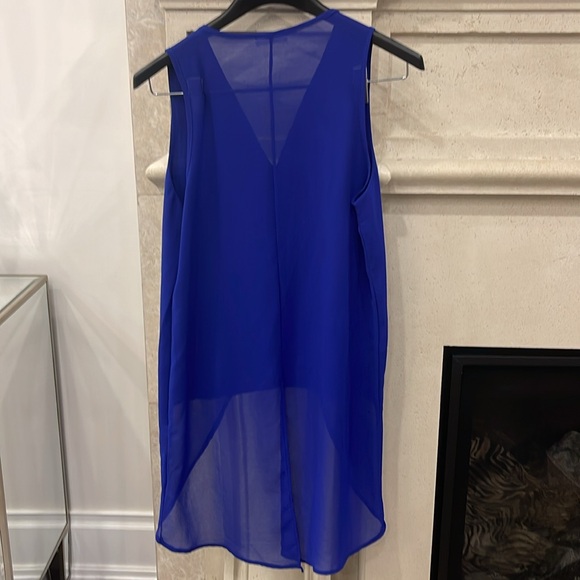 Royal Blue high low criss cross tank blouse. One size small/medium. Worn once. - Picture 5 of 8